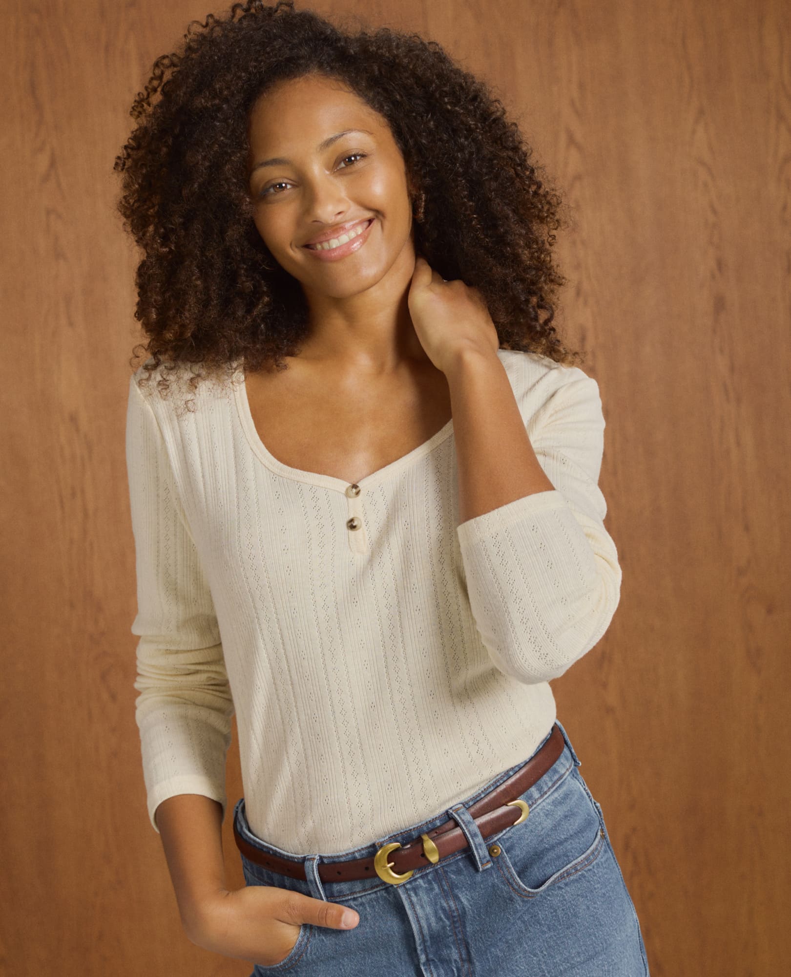 Foothill Pointelle Henley Tee